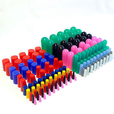 High Temp Masking Supply 160 Piece Silicone Rubber Plug and Cap Set - 1/16" to 3/4" Range